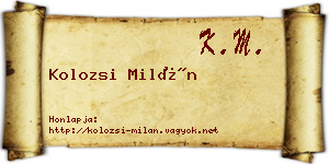 Kolozsi Milán névjegykártya