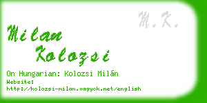 milan kolozsi business card